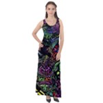 Trippy Dark Psychedelic Sleeveless Velour Maxi Dress