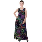 Trippy Dark Psychedelic Empire Waist Velour Maxi Dress