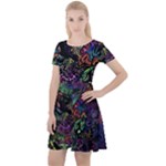 Trippy Dark Psychedelic Cap Sleeve Velour Dress 