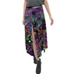 Trippy Dark Psychedelic Velour Split Maxi Skirt