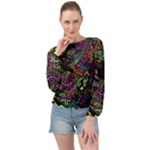 Trippy Dark Psychedelic Banded Bottom Chiffon Top