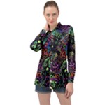 Trippy Dark Psychedelic Long Sleeve Satin Shirt
