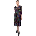 Trippy Dark Psychedelic Ruffle End Midi Chiffon Dress