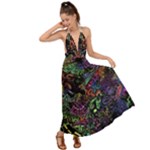 Trippy Dark Psychedelic Backless Maxi Beach Dress