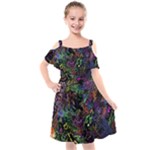 Trippy Dark Psychedelic Kids  Cut Out Shoulders Chiffon Dress