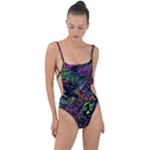 Trippy Dark Psychedelic Tie Strap One Piece Swimsuit