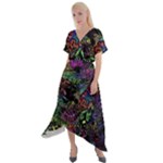 Trippy Dark Psychedelic Cross Front Sharkbite Hem Maxi Dress