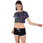Trippy Dark Psychedelic Tie Back Short Sleeve Crop T-Shirt