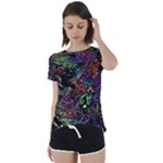 Trippy Dark Psychedelic Short Sleeve Open Back T-Shirt