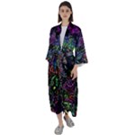 Trippy Dark Psychedelic Maxi Satin Kimono