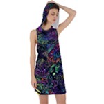 Trippy Dark Psychedelic Racer Back Hoodie Dress