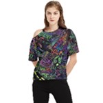 Trippy Dark Psychedelic One Shoulder Cut Out T-Shirt