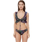 Trippy Dark Psychedelic Low Cut Ruffle Edge Bikini Set