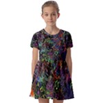 Trippy Dark Psychedelic Kids  Short Sleeve Pinafore Style Dress