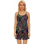 Trippy Dark Psychedelic Satin Pajama Short Set