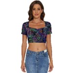 Trippy Dark Psychedelic Short Sleeve Square Neckline Crop Top 