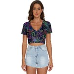 Trippy Dark Psychedelic V-Neck Crop Top