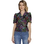 Trippy Dark Psychedelic Puffed Short Sleeve Button Up Jacket