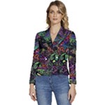 Trippy Dark Psychedelic Women s Long Sleeve Revers Collar Cropped Jacket