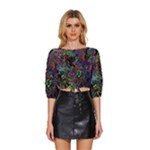 Trippy Dark Psychedelic Mid Sleeve Drawstring Hem Top