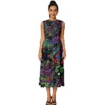 Trippy Dark Psychedelic Sleeveless Round Neck Midi Dress