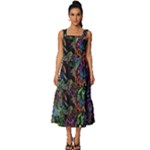 Trippy Dark Psychedelic Square Neckline Tiered Midi Dress