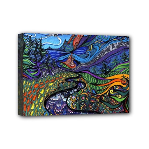 Psychedelic Landscape Mini Canvas 7  x 5  (Stretched) from ArtsNow.com