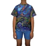 Psychedelic Landscape Kids  Short Sleeve Swimwear