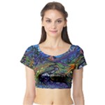 Psychedelic Landscape Short Sleeve Crop Top