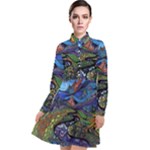 Psychedelic Landscape Long Sleeve Chiffon Shirt Dress