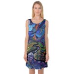 Psychedelic Landscape Sleeveless Satin Nightdress