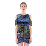 Psychedelic Landscape Shoulder Cutout One Piece Dress