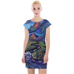 Psychedelic Landscape Cap Sleeve Bodycon Dress