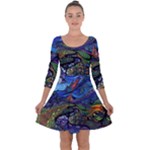 Psychedelic Landscape Quarter Sleeve Skater Dress