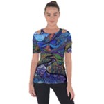Psychedelic Landscape Shoulder Cut Out Short Sleeve Top