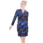 Psychedelic Landscape Button Long Sleeve Dress