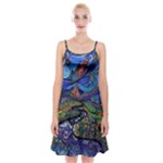 Psychedelic Landscape Spaghetti Strap Velvet Dress