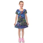 Psychedelic Landscape Kids  Short Sleeve Velvet Dress