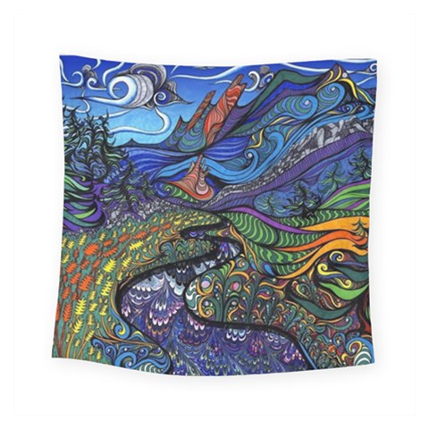 Psychedelic Landscape Square Tapestry (Small) from ArtsNow.com