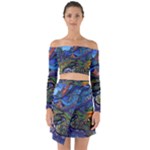 Psychedelic Landscape Off Shoulder Top with Skirt Set
