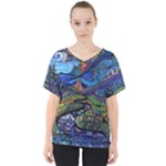 Psychedelic Landscape V-Neck Dolman Drape Top