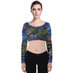 Psychedelic Landscape Velvet Long Sleeve Crop Top