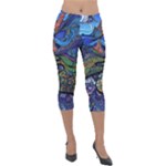 Psychedelic Landscape Lightweight Velour Capri Leggings 