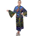 Psychedelic Landscape Maxi Velvet Kimono