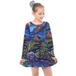 Psychedelic Landscape Kids  Long Sleeve Dress