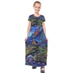 Psychedelic Landscape Kids  Short Sleeve Maxi Dress