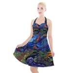 Psychedelic Landscape Halter Party Swing Dress 