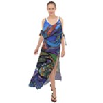 Psychedelic Landscape Maxi Chiffon Cover Up Dress