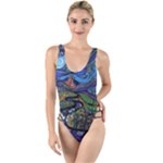 Psychedelic Landscape High Leg Strappy Swimsuit