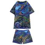 Psychedelic Landscape Kids  Swim T-Shirt and Shorts Set